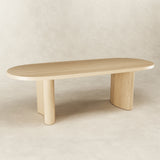 Ash wood dining table with curved base